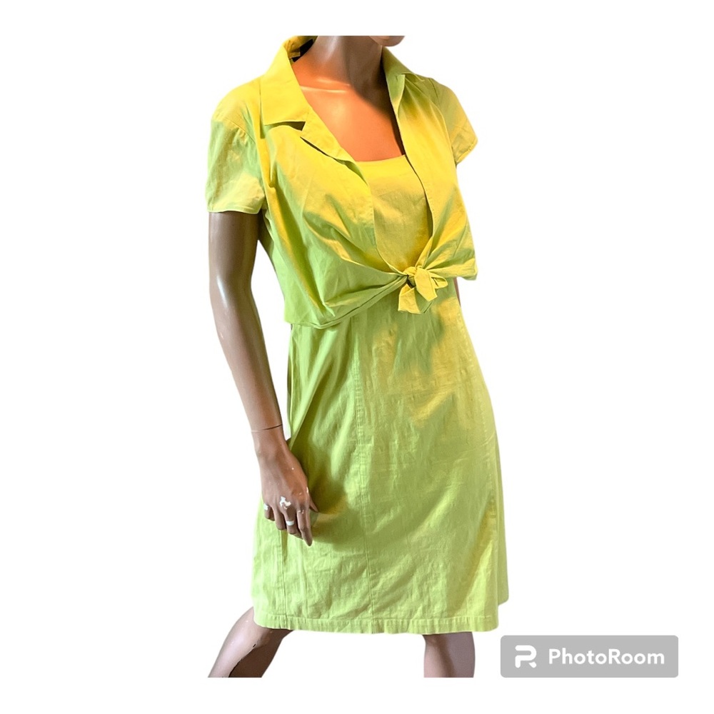 Jon (by Teri Jon) lime green size 6 cotton blend dress